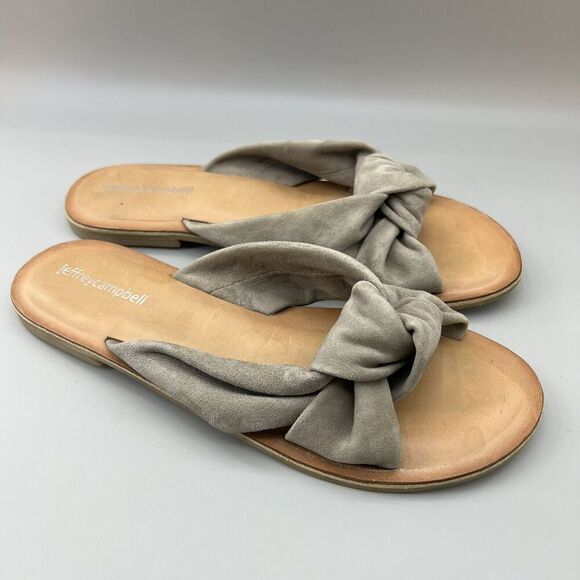 Jeffrey Campbell Women Size 7 Shoes Gray Slip On Open Toe Twist Slide Sandals - Picture 1 of 10